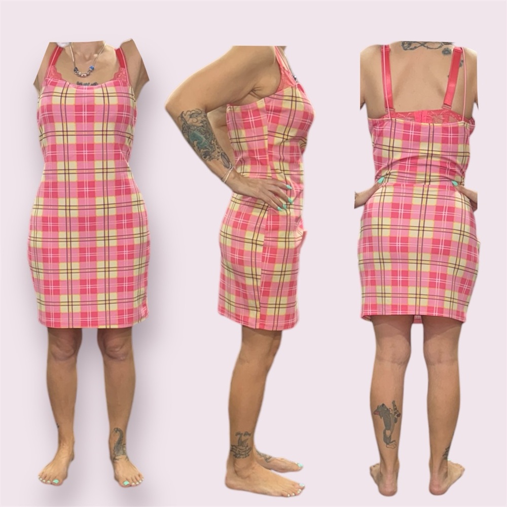 Pink and Yellow Plaid Dress
